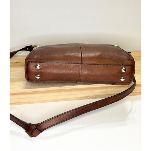 B Makowsky Boho Brown Leather Shoulder Crossbody Bag Tassels Zippers Authentic - Picture 5 of 12